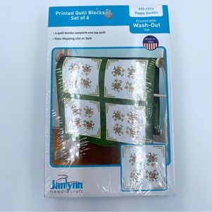 Janlynn Needlecraft Set of 6 Printed Quilt Blocks Floral Poppy Garden #997-1711